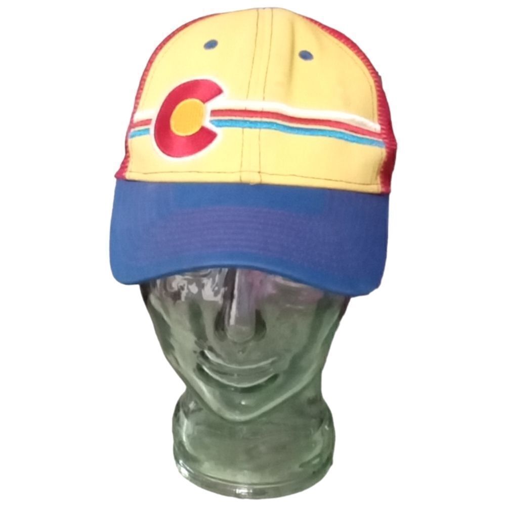 Yocolorado Trucker Hat Baseball Cap Yellow Blue Red Mesh Adjustable